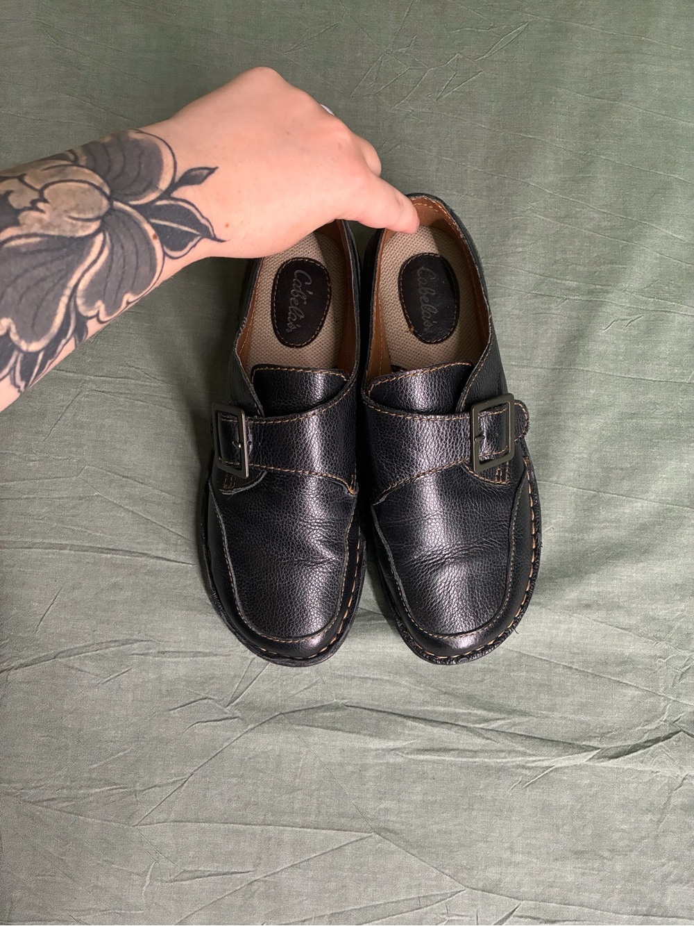 Cabela’s Men’s Black Leather Monk Strap Loafers Size 9M